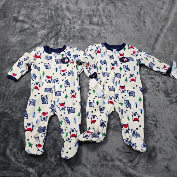 Weeplay Fleece Pajama Set 3–6M NWT 2-Pack Baby Footies Happy Camper Print - Picture 9 of 12